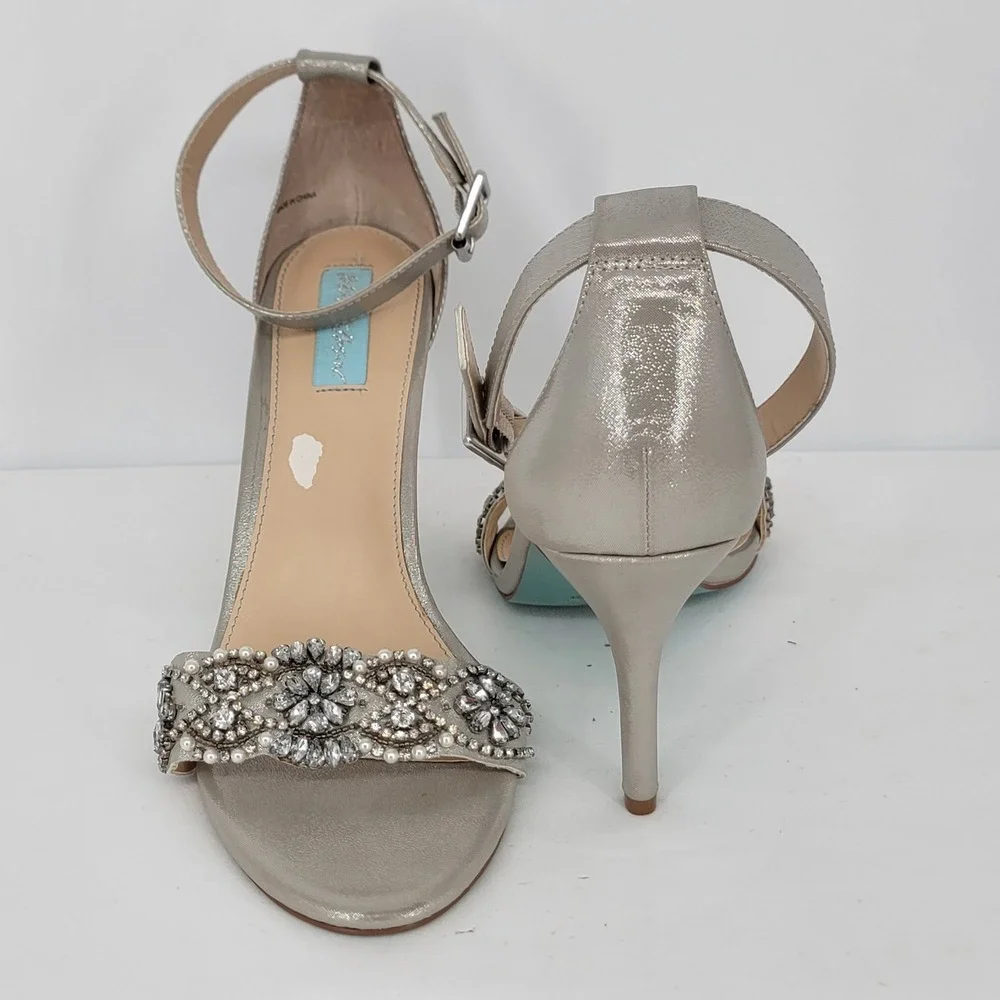 Betsey Johnson Blue SB-Gina Champagne Metallic Embellished Stiletto Heels 11M